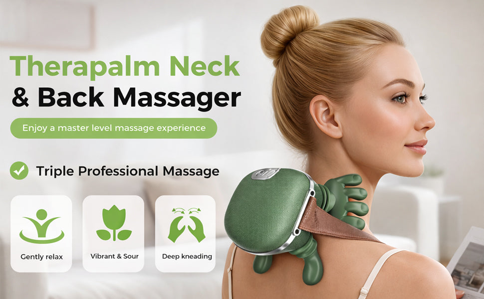 Shoulder and Neck Massager, Simulates a Real Palm Warm Massage for Comfort, Relaxing Muscle Tension (Green)